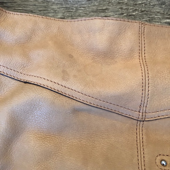 B. Makowsky Leather Hobo Bag, Beige/Tan - Picture 6 of 7